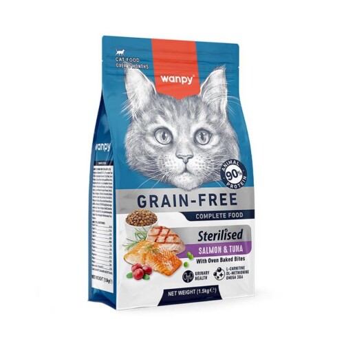 Wanpy Tahılsız Somon&Tuna Kısırlaştırılmış Kedi Maması 1,5 kg - 1
