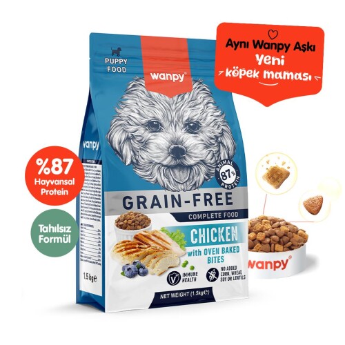 Wanpy Tavuklu Tahılsız Yavru Köpek Maması 1,5 kg - 1