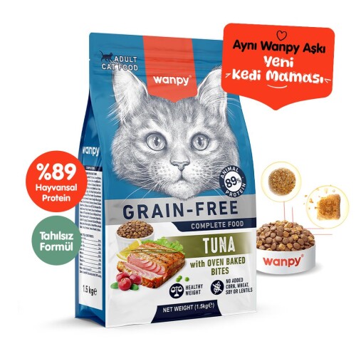 Wanpy Tahılsız Ton Balıklı Yetişkin Kedi Kuru Maması 1,5 kg - 1
