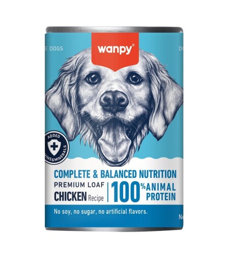 Wanpy Tavuk Etli Tahılsız Yetişkin Köpek Konservesi 375 gr - 1