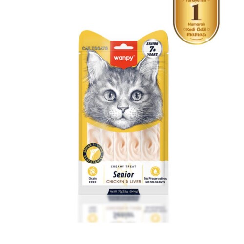 Wanpy Tavuklu & Ciğerli 7+ Yaş Kedi Krema Ödülü 5×14 Gr - 1