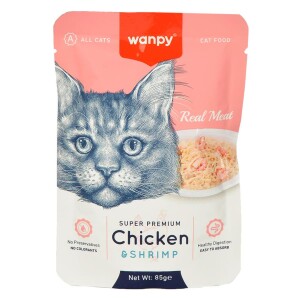 Wanpy Pouch Tavuklu ve Karidesli Kedi Konservesi 85 gr - Wanpy