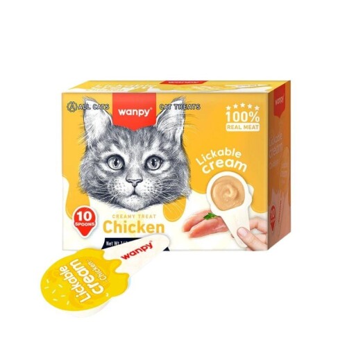 Wanpy Tavuklu Kaşık Krema Kedi Ödül Maması 10x16 gr - 1