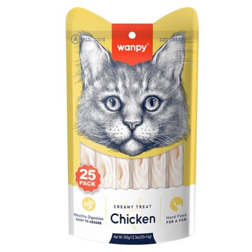 Wanpy Tavuklu Sıvı Krema Kedi Ödülü 14 gr X 25 Adet - 1