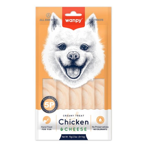 Wanpy Tavuklu ve Peynirli Sıvı Krema Köpek Ödülü 5 X 14 gr - 1