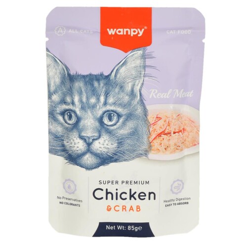 Wanpy Pouch Tavuklu Yengeçli Kedi Konservesi 85 gr - 1