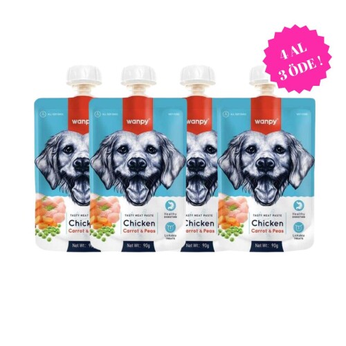 Wanpy Taze Tavuklu ve Havuçlu Köpek Et Ezmesi 90 gr (4 AL 3 ÖDE) - 1