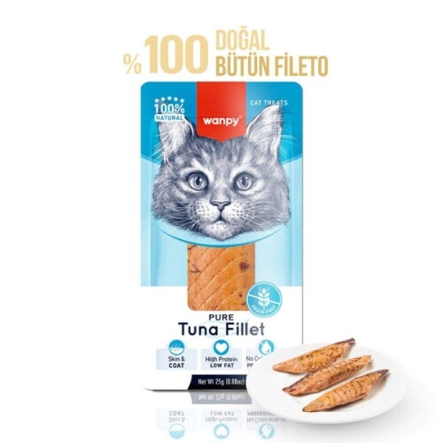 Wanpy Ton Balığı Fileto Kedi Ödül Maması 25 gr - 2