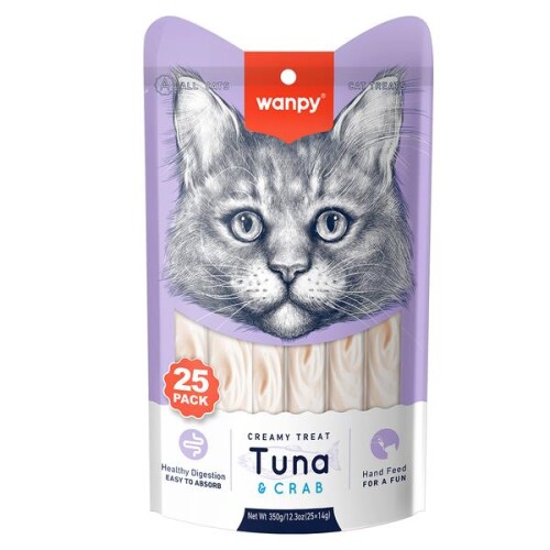 Wanpy Ton Balıklı ve Yengeçli Sıvı Krema Kedi Ödülü 14 grx25 Adet - 1