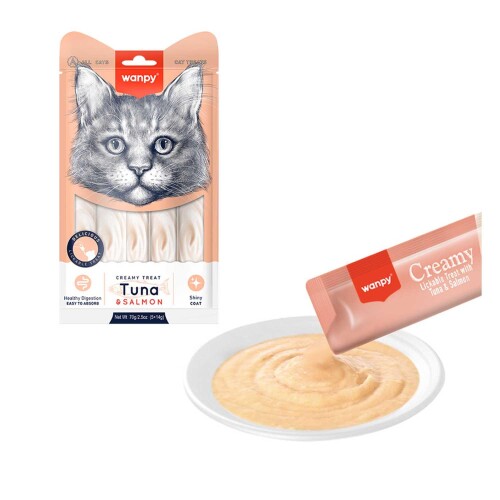 Wanpy Ton Balıklı ve Somonlu Sıvı Krema Kedi Ödül 5 X 14 gr - 1