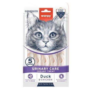 Wanpy Urinary Care Ördekli ve Tavuklu Sıvı Krema Kedi Ödülü 5x14 Gr - Wanpy