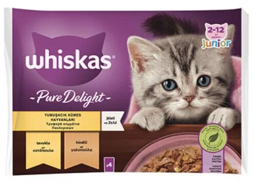 Whiskas Pouch Pure Delight Jöle İçinde Tavuklu ve Hindili Yetişkin Kedi Konservesi 85 gr 4'lü - 1