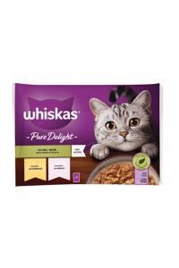 Whiskas Pouch Pure Delight Jöle İçinde Tavuklu ve Somonlu Yetişkin Kedi Konservesi 85 gr 4'lü - Whiskas