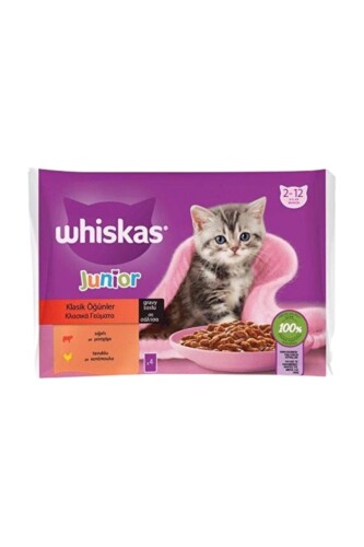 Whiskas Pouch Sos İçinde Sığırlı ve Tavuklu Yavru Kedi Konservesi 85 gr 4'lü - 1